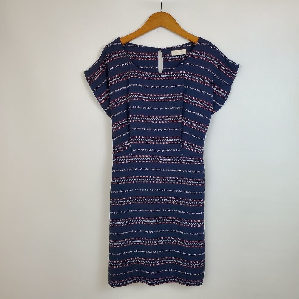 Entro boho daisy flower tie back blue red dress